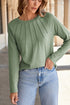 Raglan Long Sleeve Exposed Seam Detail Relaxed Fit Crew Neck Top